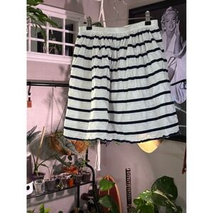 J. Crew White and Blue Striped Elastic Waist Mini Skirt Womens Size 0